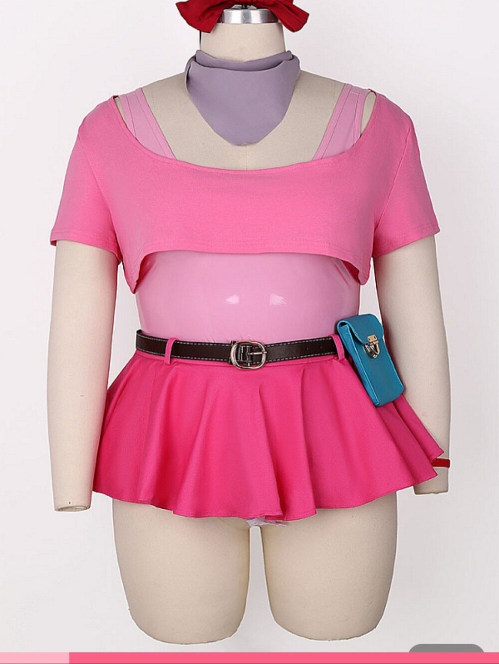 Miccostumes Bulma Lingerie Cosplay and Bulma Cosplay wig with bow.